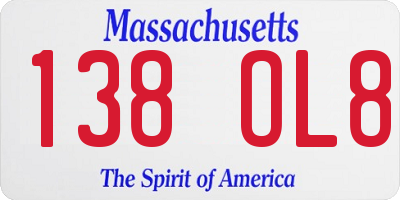 MA license plate 138OL8