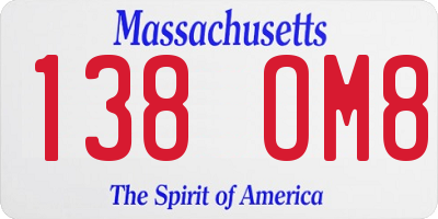 MA license plate 138OM8
