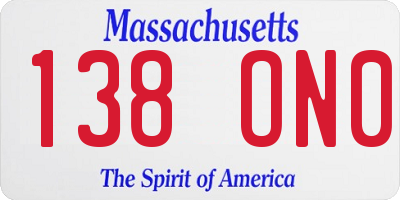 MA license plate 138ON0