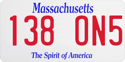 MA license plate 138ON5