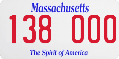 MA license plate 138OO0
