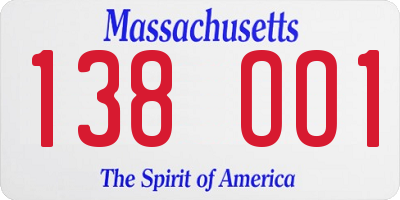 MA license plate 138OO1