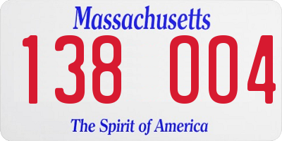 MA license plate 138OO4