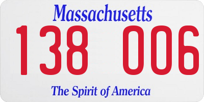 MA license plate 138OO6