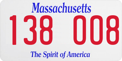 MA license plate 138OO8