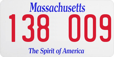MA license plate 138OO9