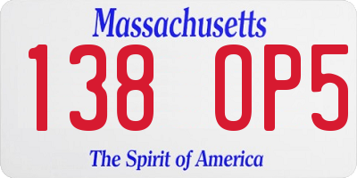 MA license plate 138OP5
