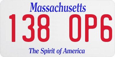 MA license plate 138OP6