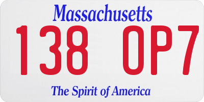 MA license plate 138OP7