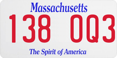 MA license plate 138OQ3