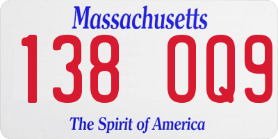 MA license plate 138OQ9