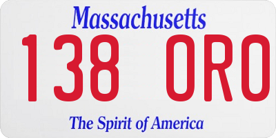 MA license plate 138OR0