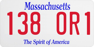 MA license plate 138OR1
