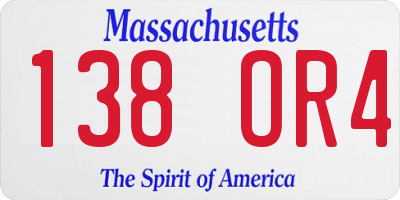 MA license plate 138OR4