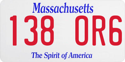 MA license plate 138OR6