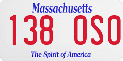 MA license plate 138OS0