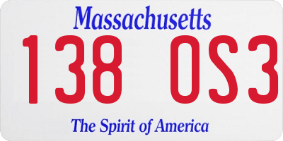 MA license plate 138OS3