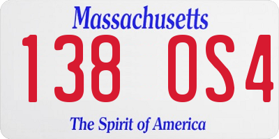 MA license plate 138OS4