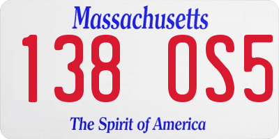 MA license plate 138OS5