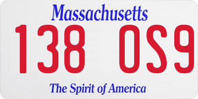 MA license plate 138OS9