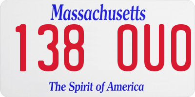 MA license plate 138OU0