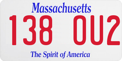 MA license plate 138OU2