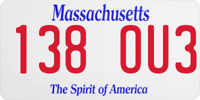 MA license plate 138OU3