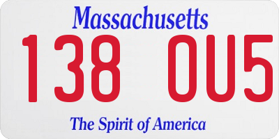 MA license plate 138OU5