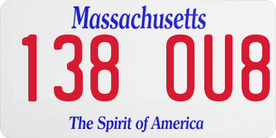 MA license plate 138OU8