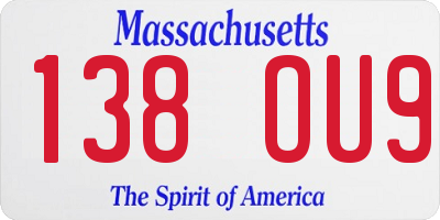 MA license plate 138OU9