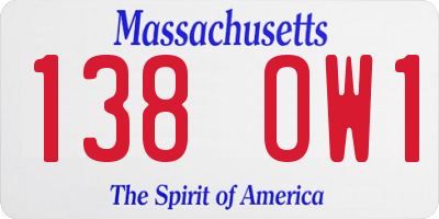 MA license plate 138OW1