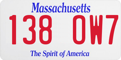 MA license plate 138OW7