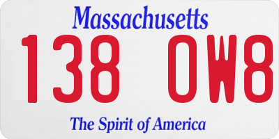 MA license plate 138OW8