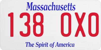 MA license plate 138OX0