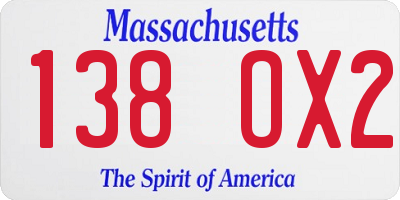 MA license plate 138OX2