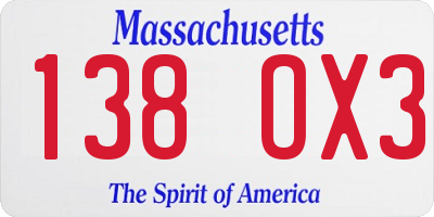 MA license plate 138OX3