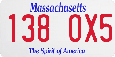 MA license plate 138OX5