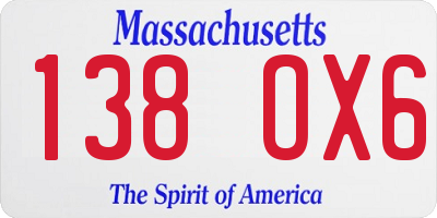 MA license plate 138OX6
