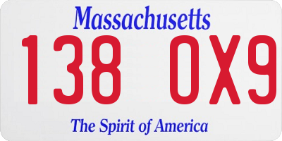 MA license plate 138OX9