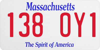 MA license plate 138OY1