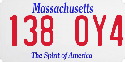 MA license plate 138OY4