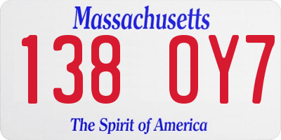 MA license plate 138OY7