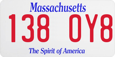 MA license plate 138OY8