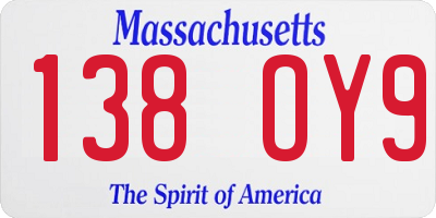 MA license plate 138OY9