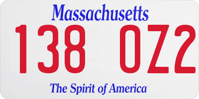 MA license plate 138OZ2