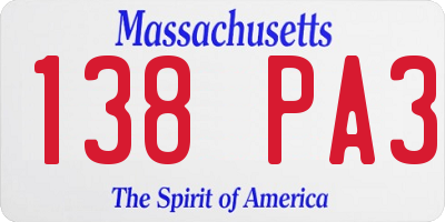 MA license plate 138PA3