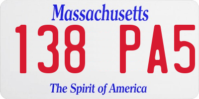 MA license plate 138PA5