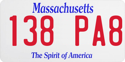 MA license plate 138PA8