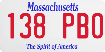 MA license plate 138PB0