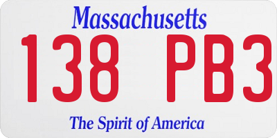 MA license plate 138PB3